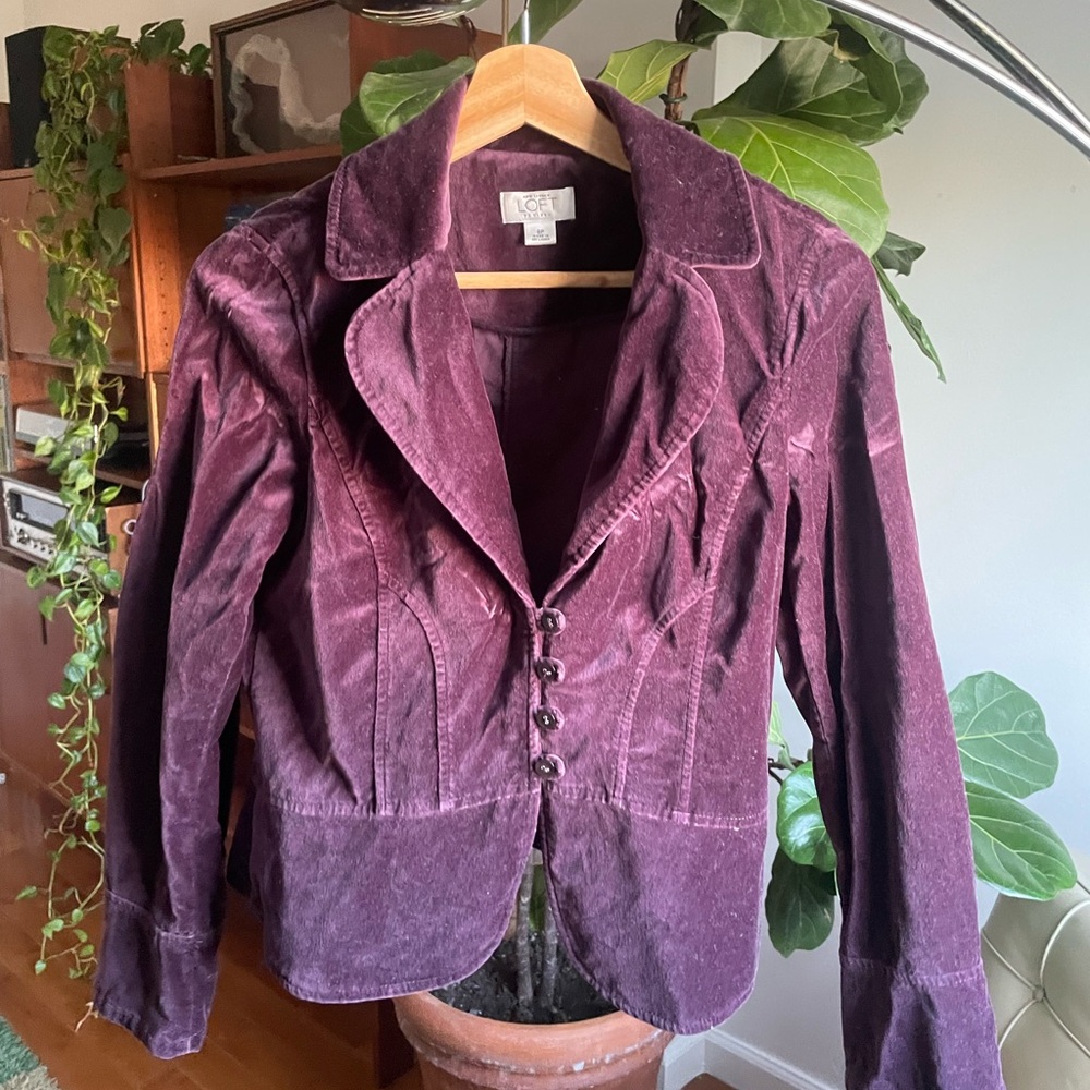 LOFT Women's Deep Purple Velvet Blazer